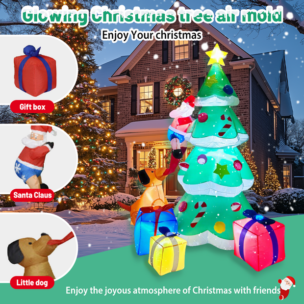 Christmas Inflatables Outdoor 6FT-10FT Santa Decorations with LED Lights Christmas Tree Train Snowman for Yard Party Xmas Decor