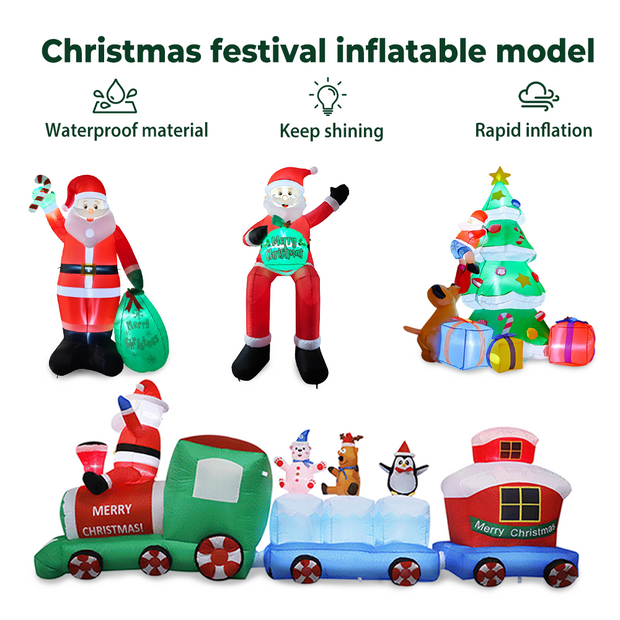 Christmas Inflatables Outdoor 6FT-10FT Santa Decorations with LED Lights Christmas Tree Train Snowman for Yard Party Xmas Decor