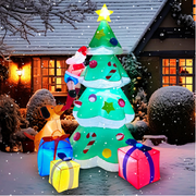 Christmas Inflatables Outdoor 6FT-10FT Santa Decorations with LED Lights Christmas Tree Train Snowman for Yard Party Xmas Decor