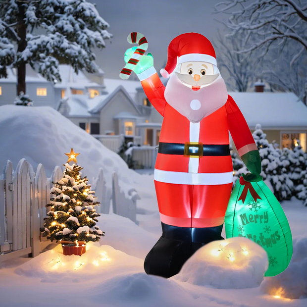 Christmas Inflatables Outdoor 6FT-10FT Santa Decorations with LED Lights Christmas Tree Train Snowman for Yard Party Xmas Decor
