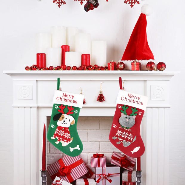 Christmas Stockings Cute Dog Cartoon Christmas Stockings Candy Gift Socks Christmas Decorations Christmas Tree Ornaments