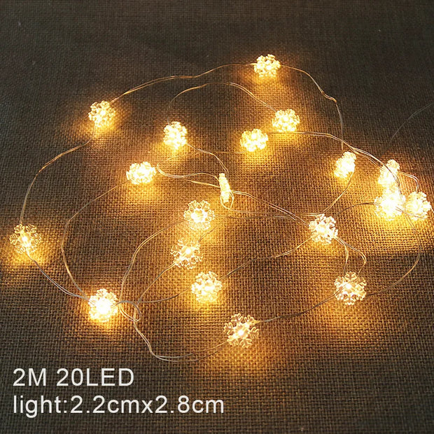Christmas Decoration String Lights 2M 20 LED Fairy Garland Battery Powered Bedroom Living Room Garden Festive Light String