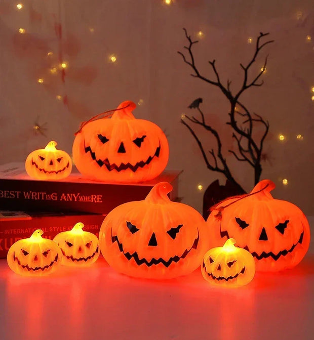 LED Pumpkin Lantern Halloween Ghost Face Christmas Gift Festival Party Atmosphere Light Glow-in-the-dark Decor Light Ornaments