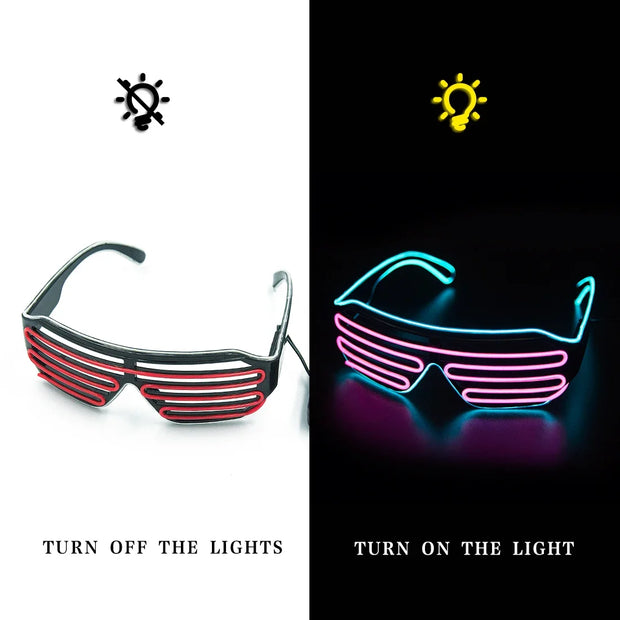 LED Glowing Glasses Gafas Luminous Bril Neon Christmas Glow Sunglasses Flashing Light Glass for Party Supplies Prop Costumes New