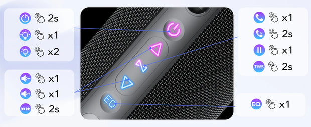 Portable Bluetooth Speaker, Bluetooth 5.4 Speaker, 30W Dual Speaker, Deep Bass, 30H Playtime, 3 EQ Mode, Colorful RGB Lights