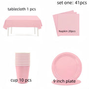 Light Pink Party Supplies Dinnerware Set Include Plates and Cups Tablecloth for Baby Shower Wedding Birthday Valentine's Day