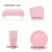 Light Pink Party Supplies Dinnerware Set Include Plates and Cups Tablecloth for Baby Shower Wedding Birthday Valentine's Day