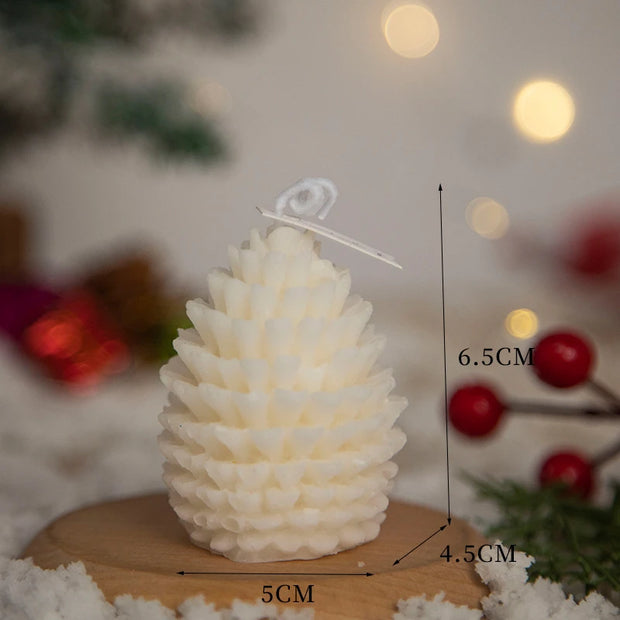 Christmas Pinecone Scented Candle Xmas Holiday Aromatherapy Candle for Festive Table Holder Decoration