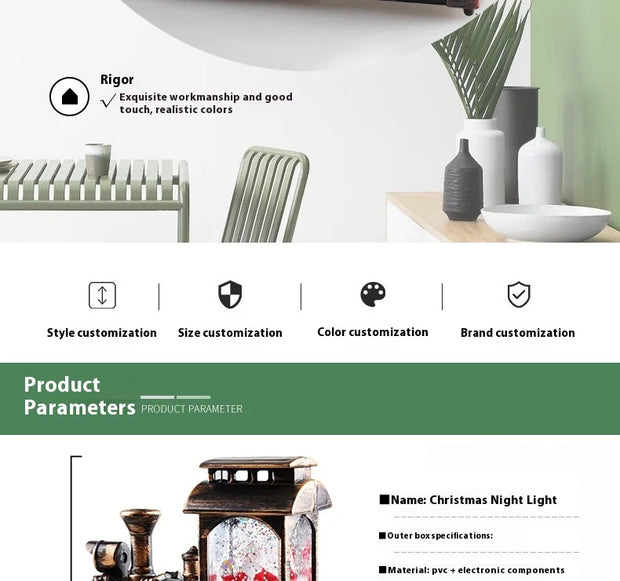 Christmas decorations, crystal ball, Christmas train, snowflake lights, Christmas tabletop ornaments, creative Christmas gifts