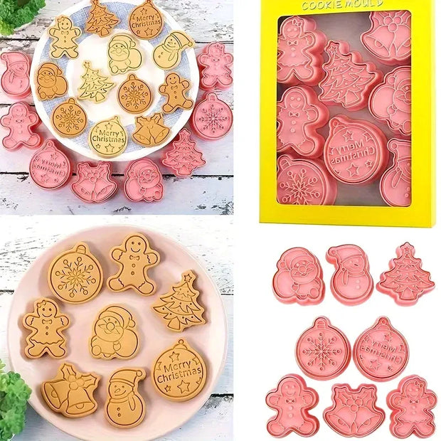Christmas Cookie Mold Set Creative Baking Tools Holiday Biscuit Cutter Sugar Cookie Shaper DIY Kitchen Accessories for Baking