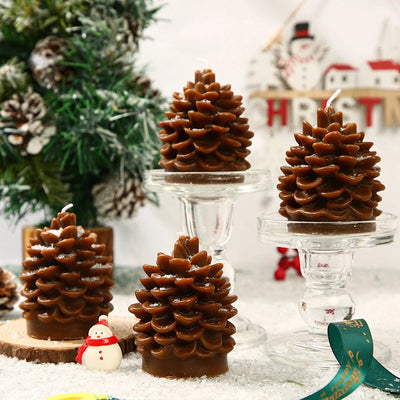Christmas Pinecone Scented Candle Xmas Holiday Aromatherapy Candle for Festive Table Holder Decoration