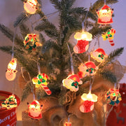 LED Christmas String Lights，with Santa/Snowman/Candy Cane/Christmas Stocking/Snowflake Designs, for Christmas Party/Indoor/Tree