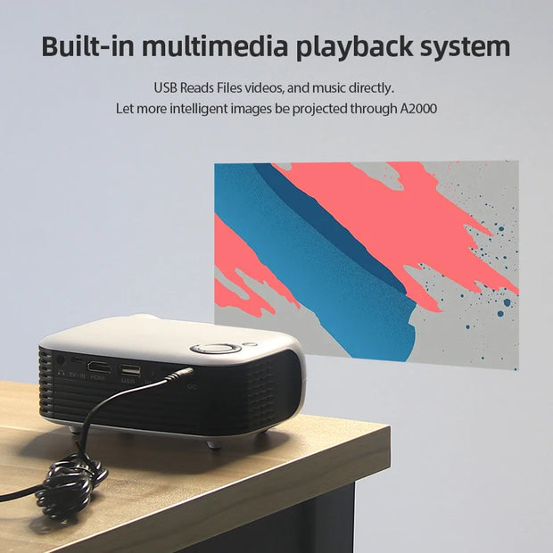 MINI Projector Portable 3D LED Video Projectors Home Cinema Theater Game Laser Beamer Smart TV BOX 1080P 4K Via HD Port A2000