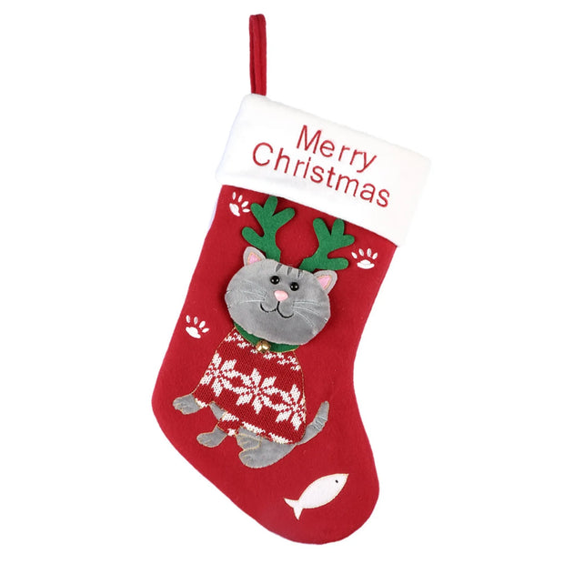 Christmas Stockings Cute Dog Cartoon Christmas Stockings Candy Gift Socks Christmas Decorations Christmas Tree Ornaments