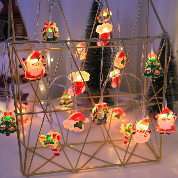 LED Christmas String Lights，with Santa/Snowman/Candy Cane/Christmas Stocking/Snowflake Designs, for Christmas Party/Indoor/Tree