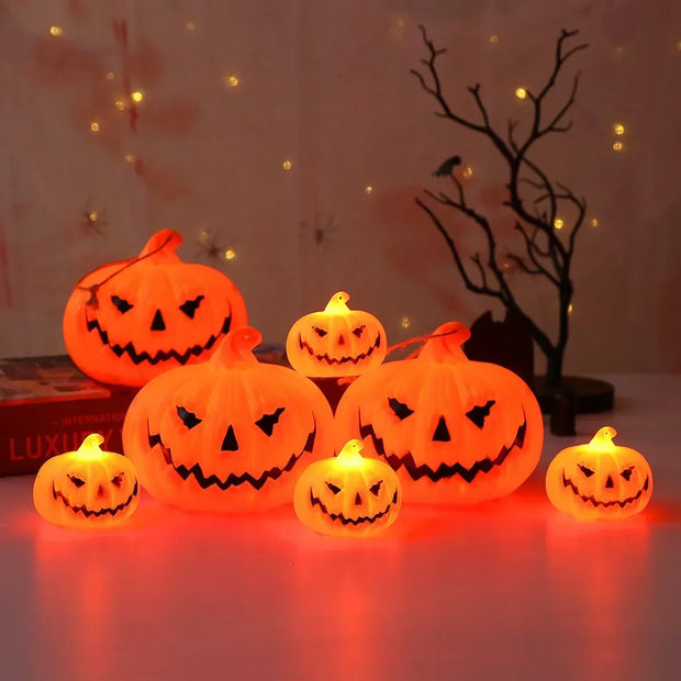 LED Pumpkin Lantern Halloween Ghost Face Christmas Gift Festival Party Atmosphere Light Glow-in-the-dark Decor Light Ornaments