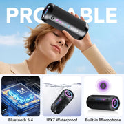 Portable Bluetooth Speaker, Bluetooth 5.4 Speaker, 30W Dual Speaker, Deep Bass, 30H Playtime, 3 EQ Mode, Colorful RGB Lights