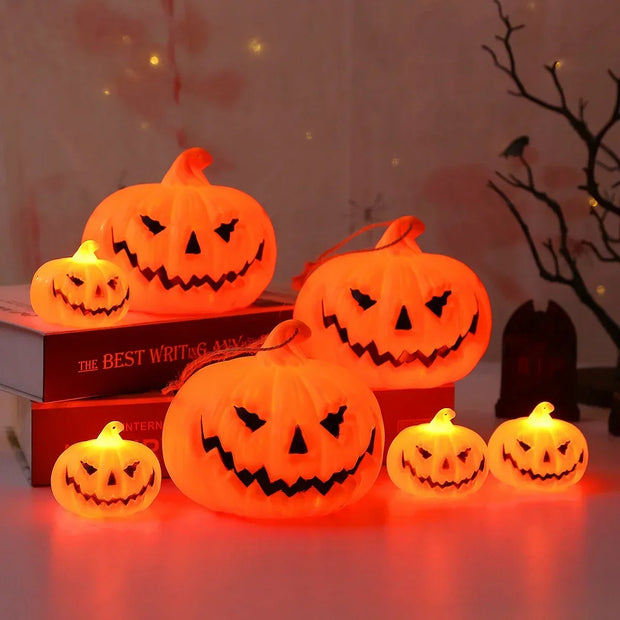 LED Pumpkin Lantern Halloween Ghost Face Christmas Gift Festival Party Atmosphere Light Glow-in-the-dark Decor Light Ornaments