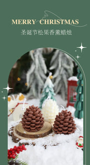 Christmas Pinecone Scented Candle Xmas Holiday Aromatherapy Candle for Festive Table Holder Decoration